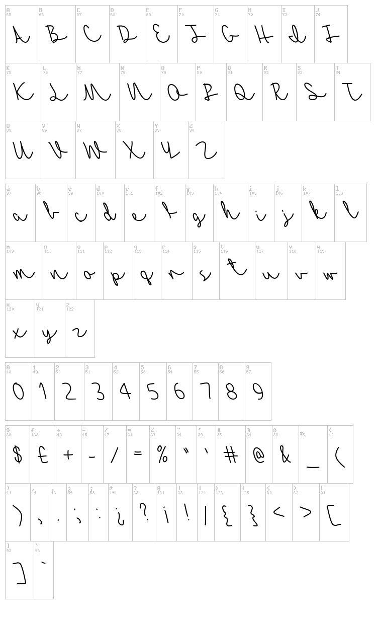 Mf Autumn Breeze font map